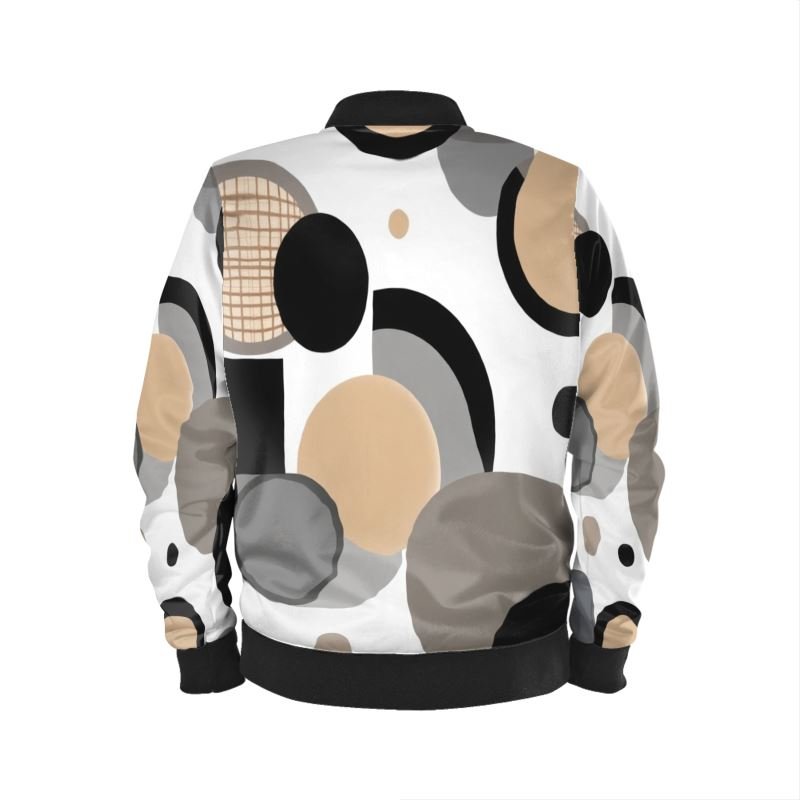 Men's bomber jacket with circular dimensions print, ribbed cuffs and zip closure — alternate view