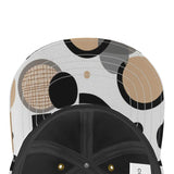 Beige six-panel baseball cap with circular dimensions print and curved peak — additional view 14