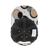 Beige six-panel baseball cap with circular dimensions print and curved peak — additional view 15