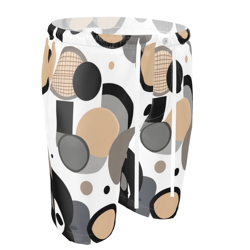 Men's luxury pajama shorts in relaxed fit with waist and hip sizing information — alternate view