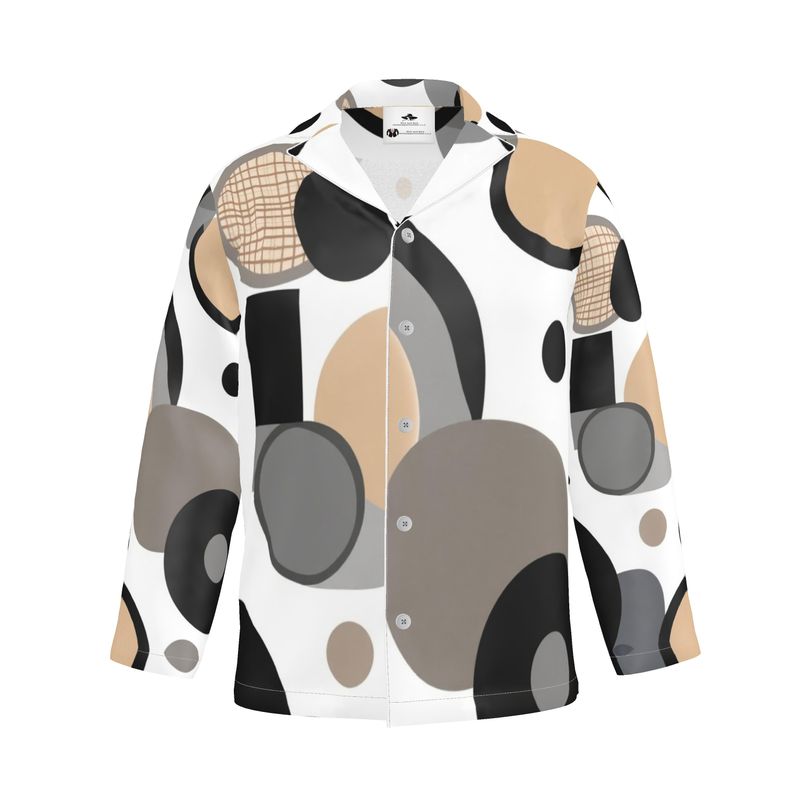 Men's luxury pajama shirt with relaxed fit and mother-of-pearl buttons