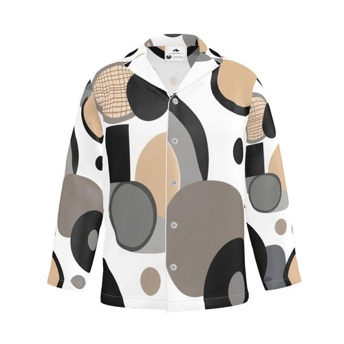 Men's Luxury Pajama Shirt in lightweight fabric with mother of pearl buttons and circular design