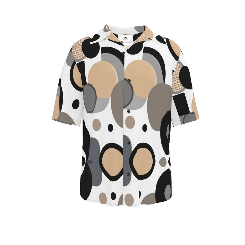 Men's Revere collar shirt in plain style, shown with chest size information — alternate view