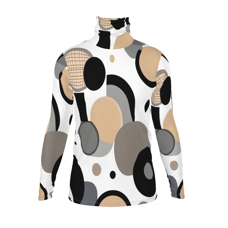 Mens slim fit roll neck sweater in black with long sleeves and roll neck collar