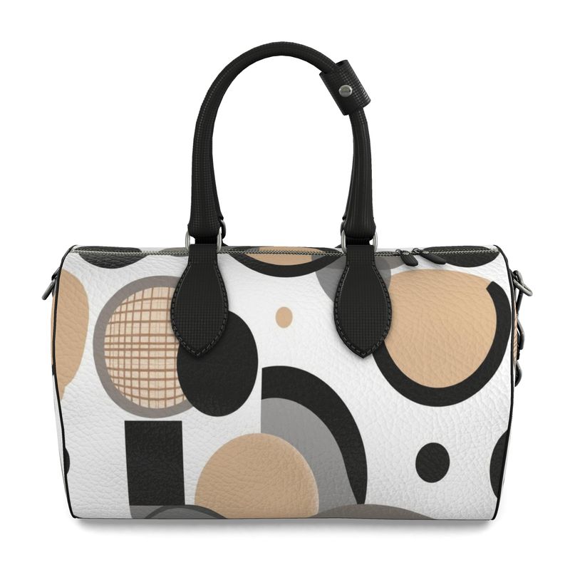 Handmade premium Nappa leather duffle bag with double zip and faux suede lining