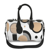 Beige and white Nappa leather duffle bag with circular design and double zip closure — product detail