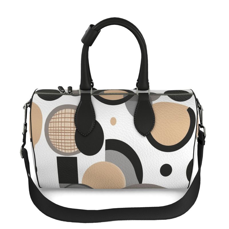 Handmade premium Nappa leather duffle bag with double zip and faux suede lining