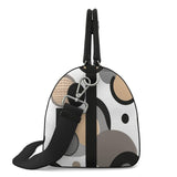 Beige and white Nappa leather duffle bag with circular design and double zip closure — rear view