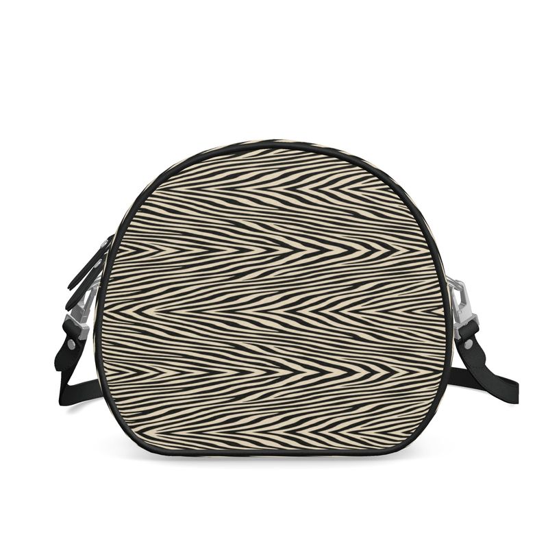 Round box shoulder bag in Nappa leather with faux suede lining and black leather piping