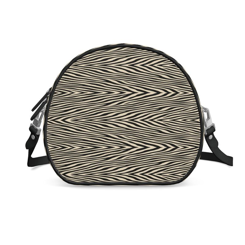 Round box shoulder bag in Nappa leather with faux suede lining and black leather piping — alternate view