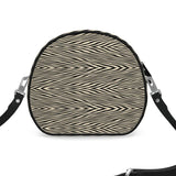 Round box shoulder bag in Nappa leather with faux suede lining and black leather piping — product detail