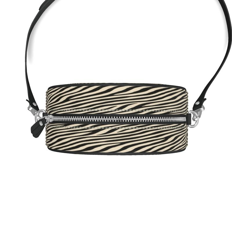 Round box shoulder bag in Nappa leather with faux suede lining and black leather piping — additional view 6