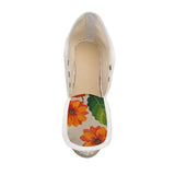 Women's orange abstract wedge espadrilles with jute platform and rubber sole — additional view 7