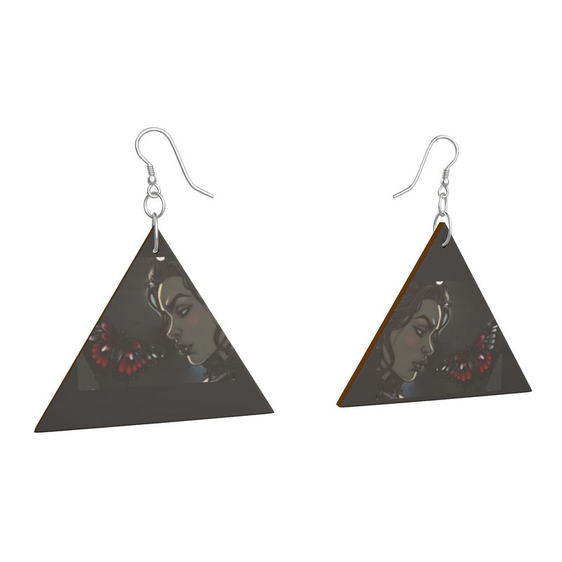 Rich and Rich Triangular Wooden Women's Earrings