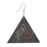 Triangular wooden earrings with printed design and sterling silver hooks — additional view 10