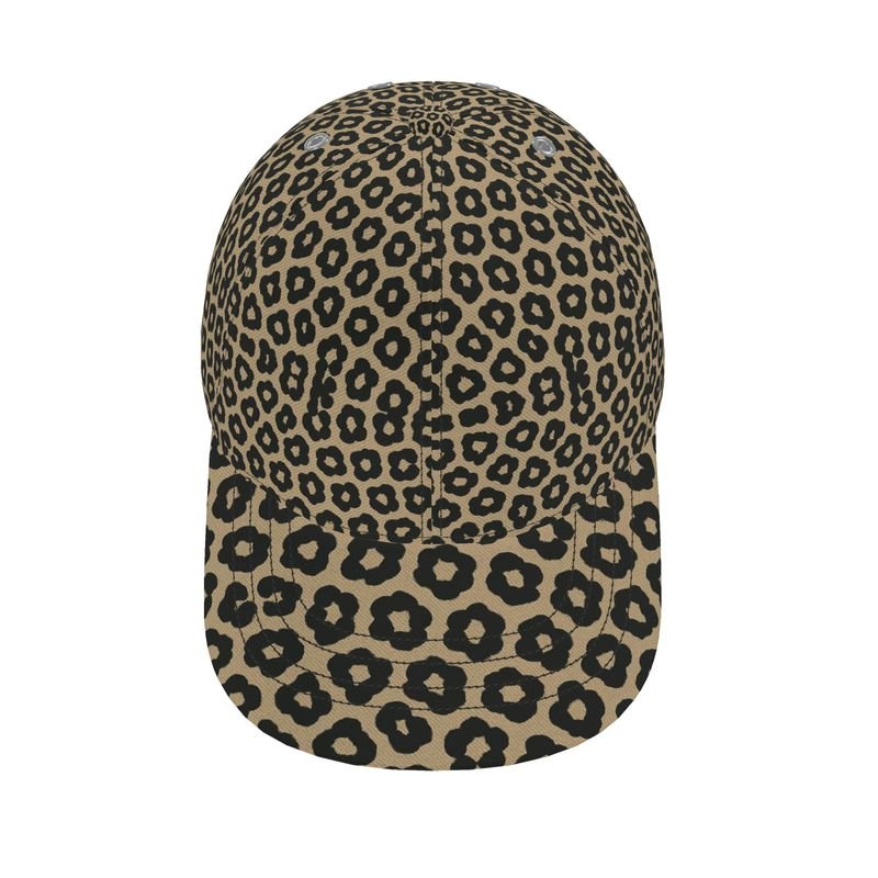 Brown animal print women's six-panel baseball cap with curved peak and breathable mesh lining — alternate view