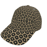Brown animal print women's six-panel baseball cap with curved peak and breathable mesh lining — product detail