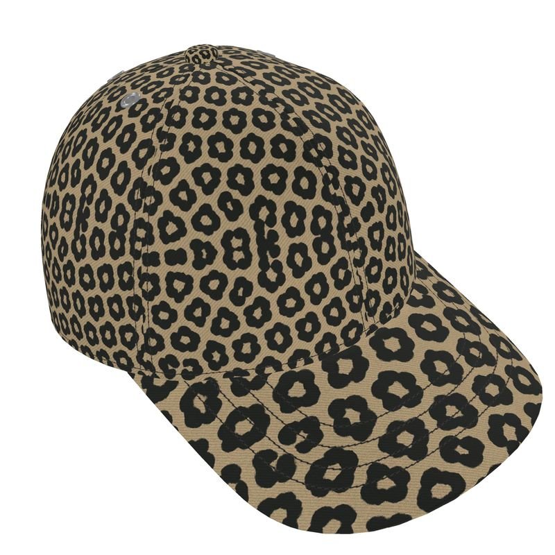 Brown animal print women's six-panel baseball cap with curved peak and breathable mesh lining — additional view 9