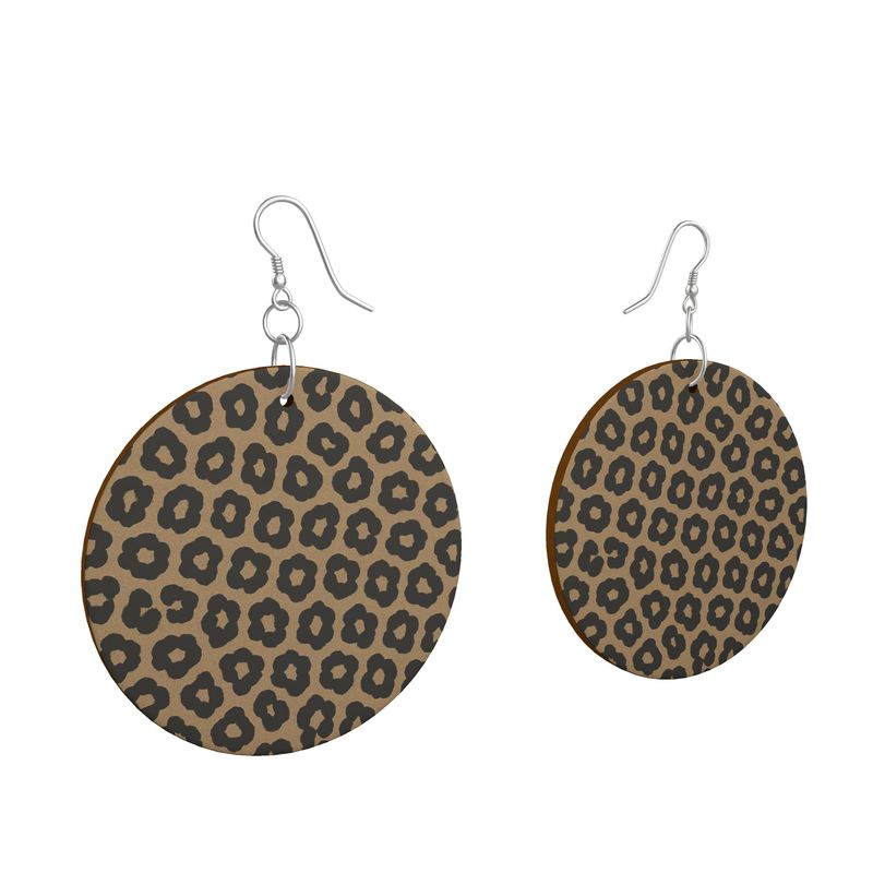 Rich and Rich Safari Animal Print Organic Wooden Women’s Earrings showcasing bold animal print design