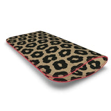Safari animal print Nappa leather glasses case with faux suede interior and hand-painted edges