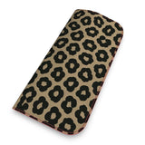 Safari animal print Nappa leather glasses case with faux suede interior and hand-painted edges — alternate view