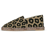 Animal print flat espadrilles with jute insole and rubber non-slip sole — side view