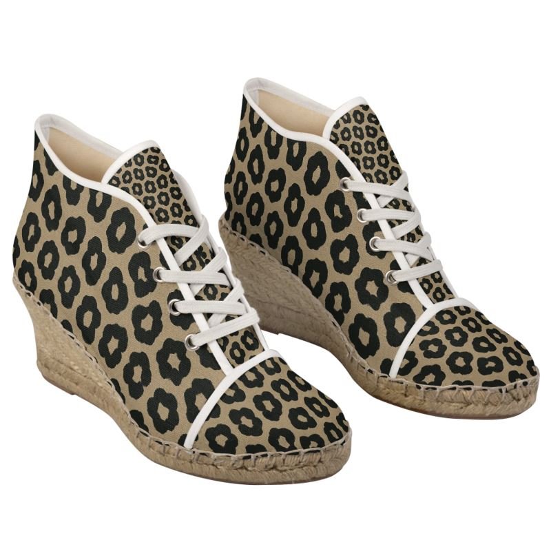 Animal print wedge espadrilles with jute platform and cotton canvas upper — alternate view