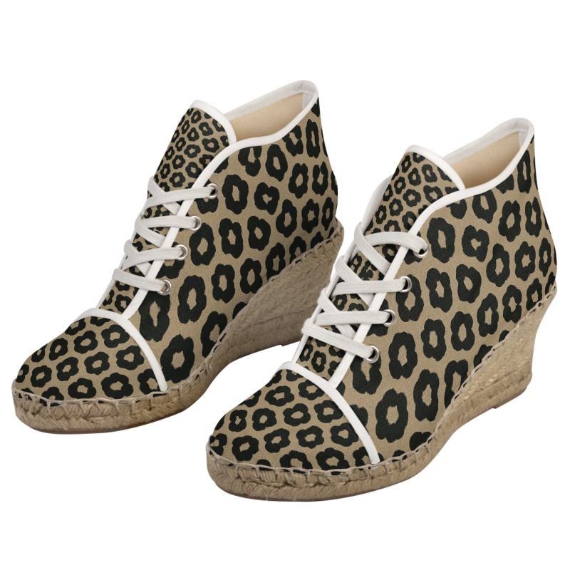 Animal print wedge espadrilles with jute platform and cotton canvas upper — product detail