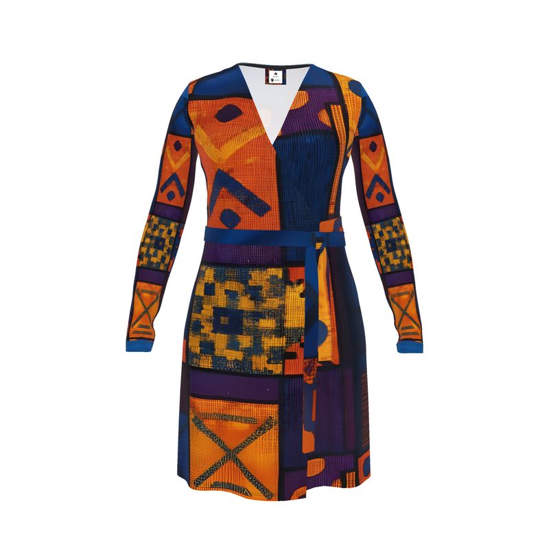 Rich and Rich Women's Orange Pattern Wrap Dress on mannequin showcasing vibrant color and flattering fit