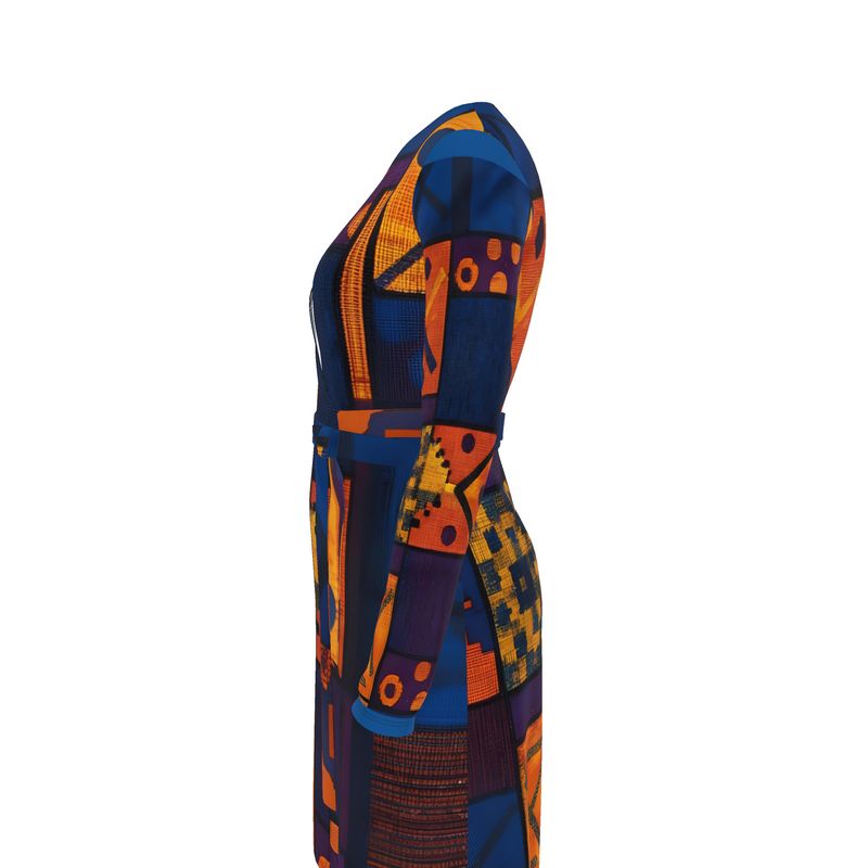 Rich and Rich Women's Orange Pattern Wrap Dress on mannequin showcasing vibrant color and flattering fit
