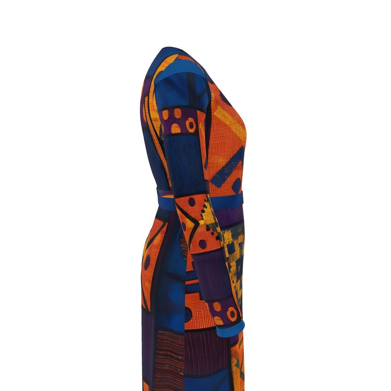 Rich and Rich Women's Orange Pattern Wrap Dress on mannequin showcasing vibrant color and flattering fit