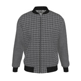 Gray floral reversible bomber jacket with silk satin side and organic cotton reverse, ribbed cuffs — product detail
