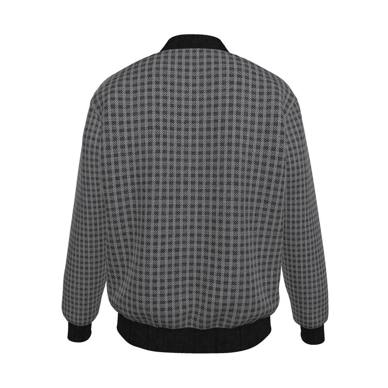 Gray floral reversible bomber jacket with silk satin side and organic cotton reverse, ribbed cuffs — additional view 10