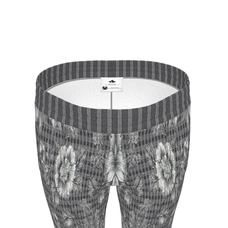 Gray floral men's tracksuit trousers with elastic waistband and zip details — side view