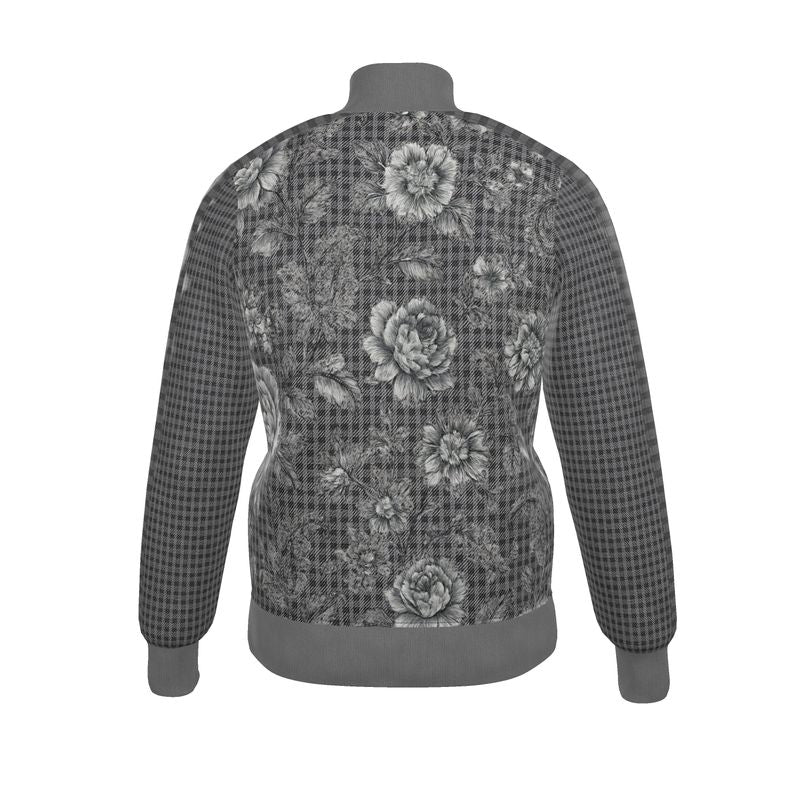 Gray floral men's tracksuit jacket in Rox Sports Jersey fabric with designer print — product detail