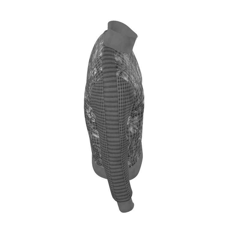Gray floral men's tracksuit jacket in Rox Sports Jersey fabric with designer print — additional view 7