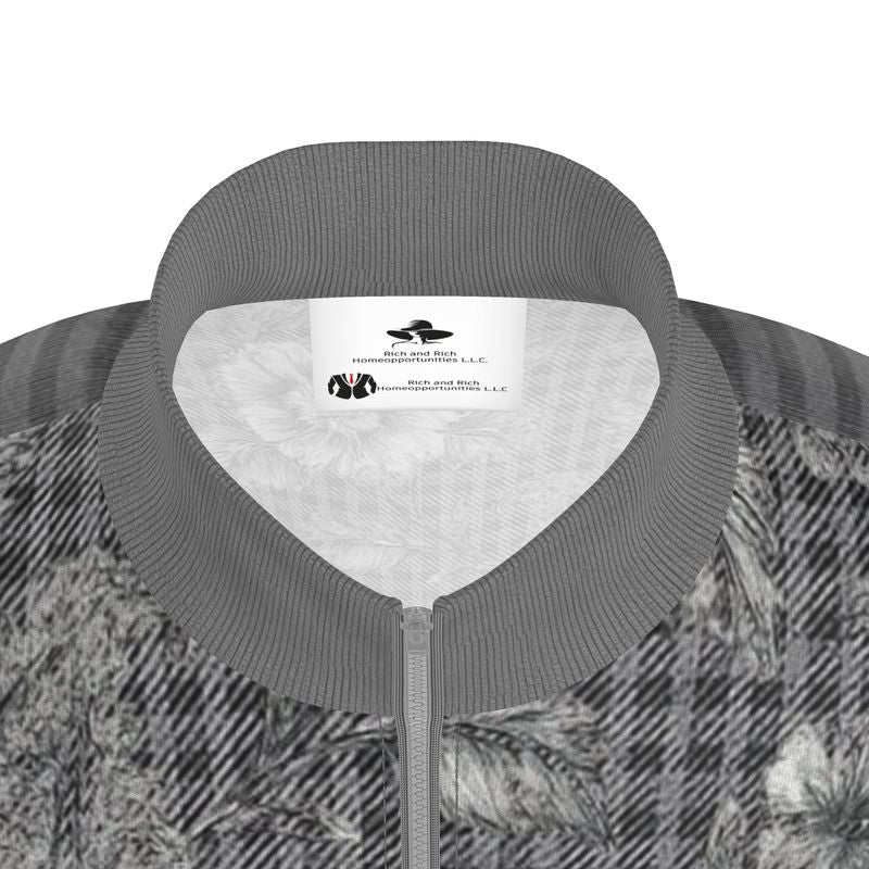 Gray floral men's tracksuit jacket in Rox Sports Jersey fabric with designer print — additional view 8