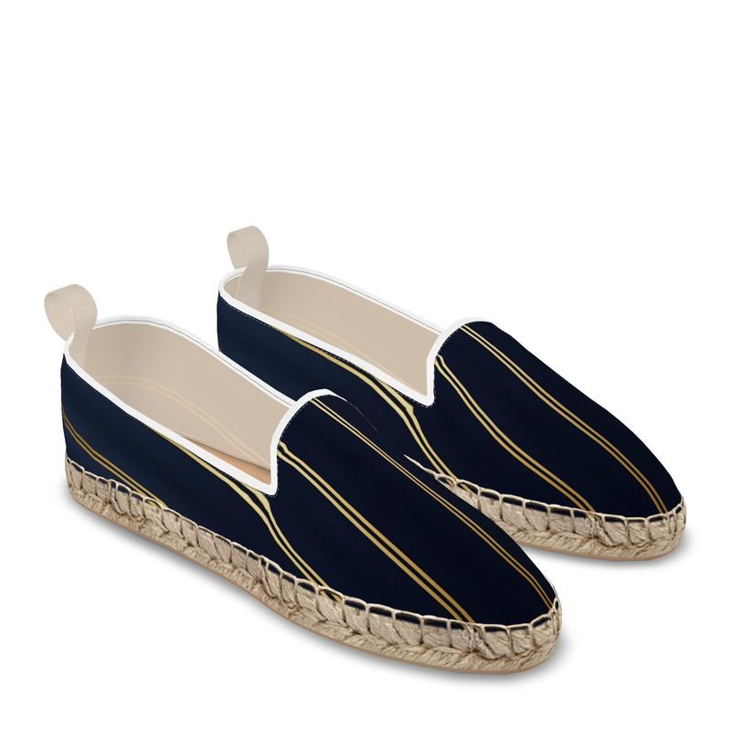 Navy blue canvas loafer espadrilles with natural jute sole and rubberized outsole — alternate view