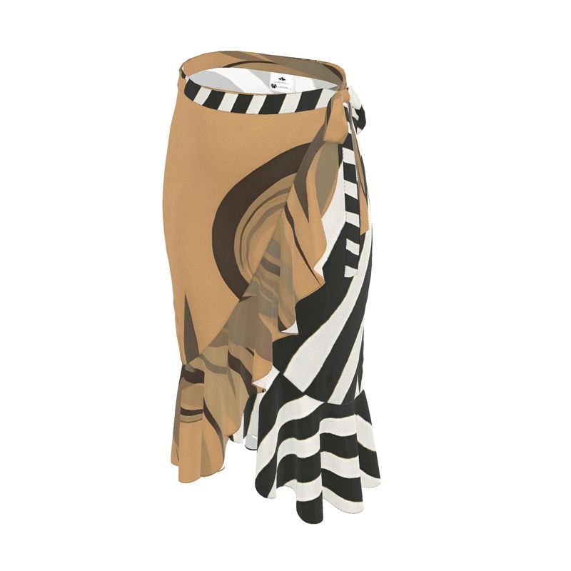 Rich and Rich Designer Earthtone Zebra Print Women's Flounce Skirt