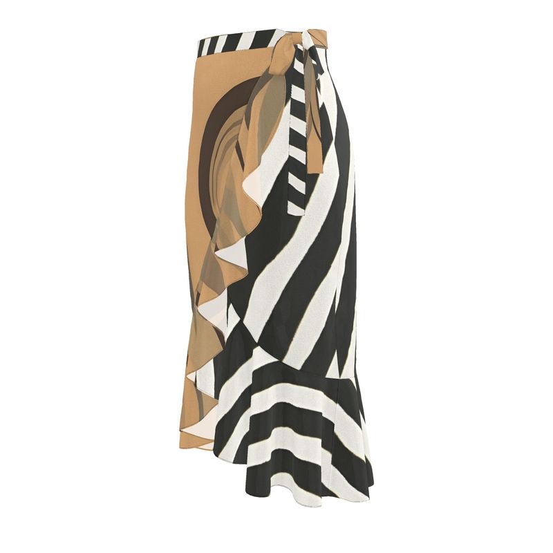 Rich and Rich Designer Earthtone Zebra Print Women's Flounce Skirt