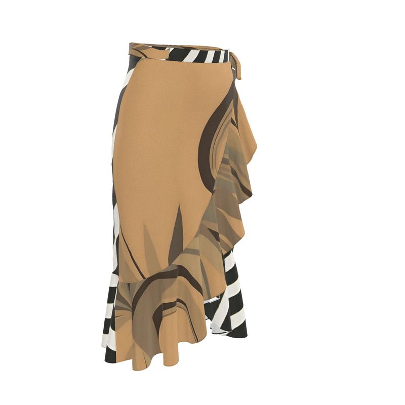 Rich and Rich Designer Earthtone Zebra Print Women's Flounce Skirt