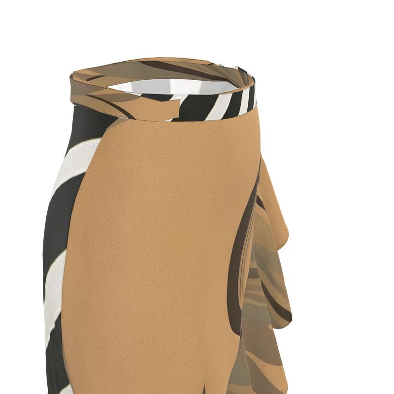 Rich and Rich Designer Earthtone Zebra Print Women's Flounce Skirt