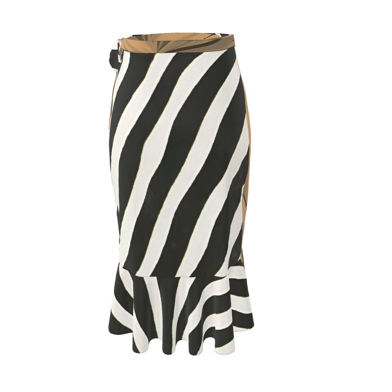 Rich and Rich Designer Earthtone Zebra Print Women's Flounce Skirt