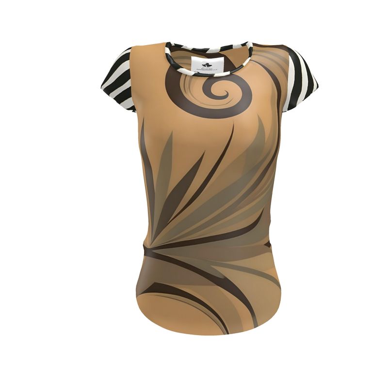 Rich and Rich Ladies Earthtone Zebra Print T-Shirt featuring earthtone zebra stripes on soft cotton fabric