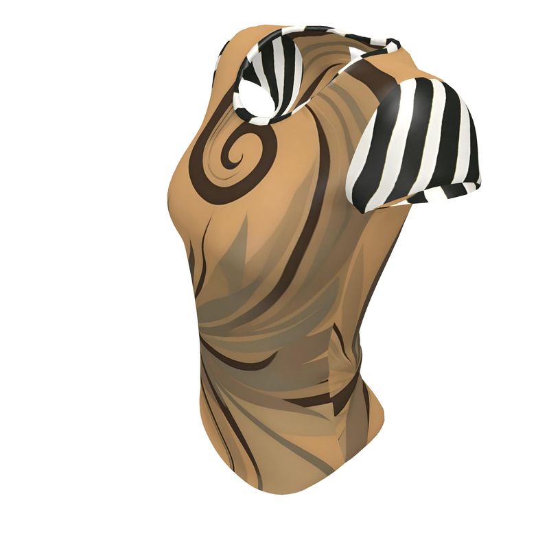 Rich and Rich Ladies Earthtone Zebra Print T-Shirt featuring earthtone zebra stripes on soft cotton fabric