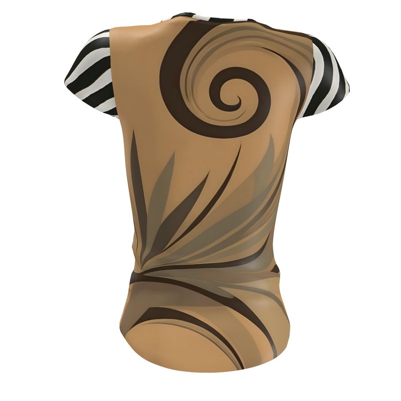Rich and Rich Ladies Earthtone Zebra Print T-Shirt featuring earthtone zebra stripes on soft cotton fabric
