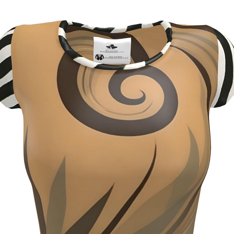 Women's cotton T-shirt with earthtone zebra print and relaxed fit — additional view 6
