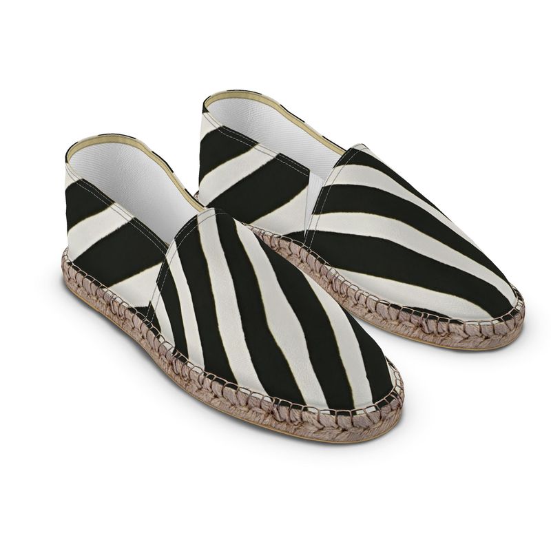 Rich and Rich Designer Black & White Zebra Pattern Unisex Espadrilles | Handmade Slip-On Jute Shoes for Men &  Women
