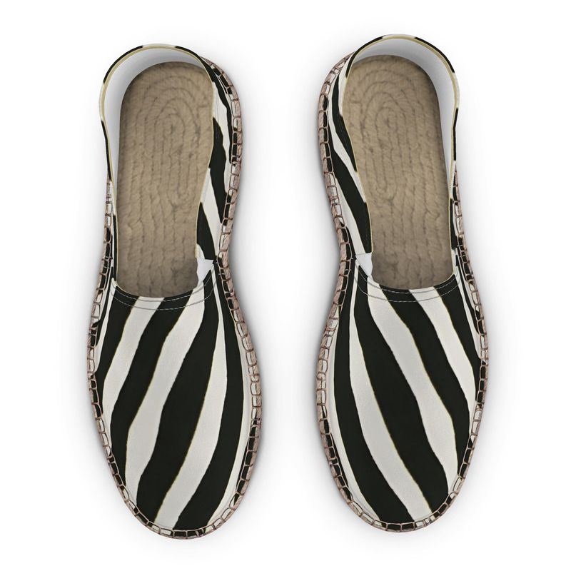 Rich and Rich Designer Black & White Zebra Pattern Unisex Espadrilles | Handmade Slip-On Jute Shoes for Men &  Women