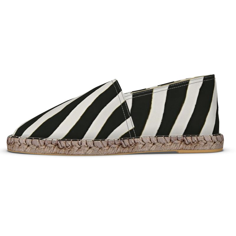 Rich and Rich Designer Black & White Zebra Pattern Unisex Espadrilles | Handmade Slip-On Jute Shoes for Men &  Women